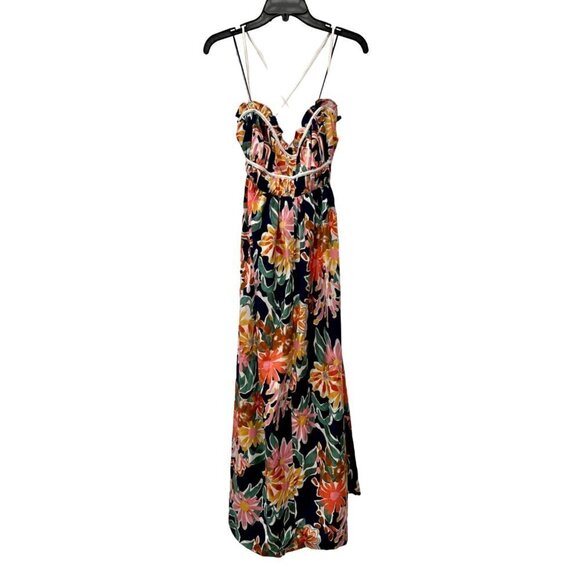 New LUSH Size S Strap open Criss Cross Tie Back Summer Dress Navy Floral Multi - Picture 3 of 11